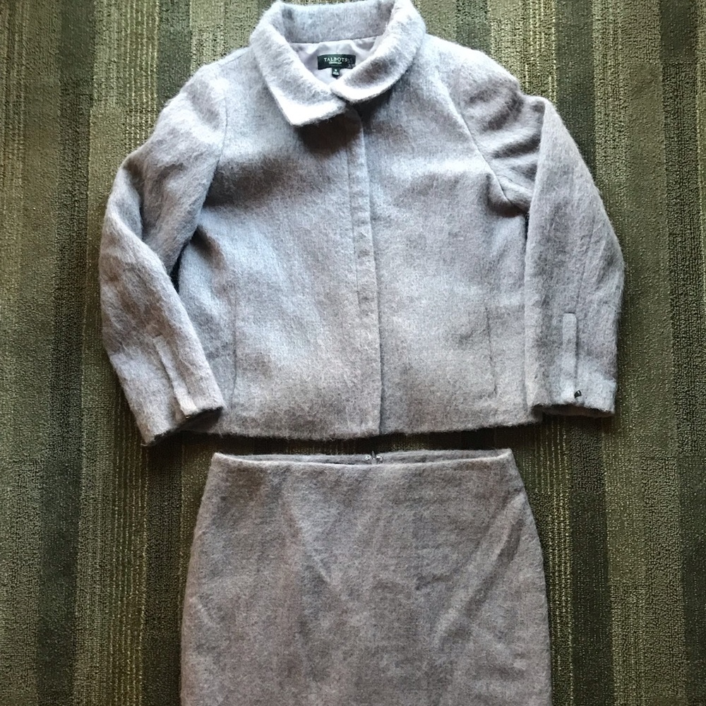 Talbots 12 Lavendar Wool Alpaca Blend Skirt Suit
